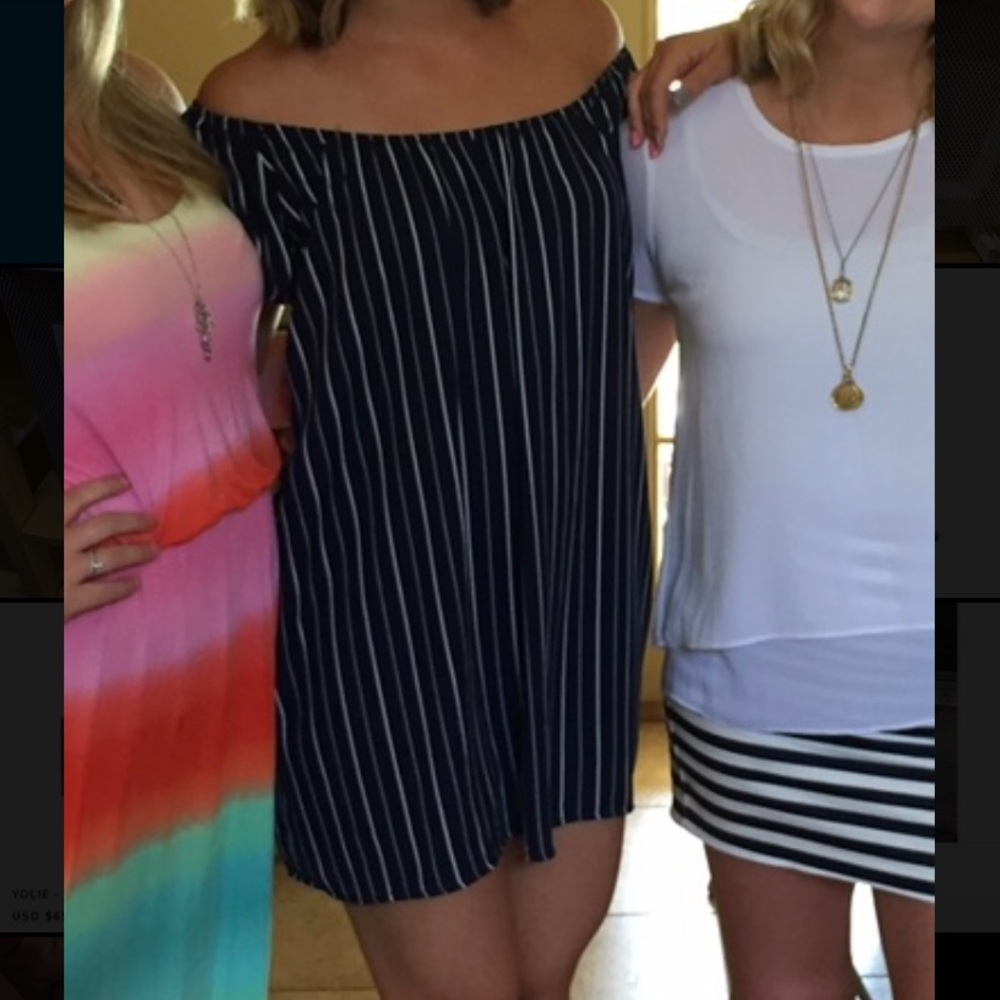 Navy stripe shift dress